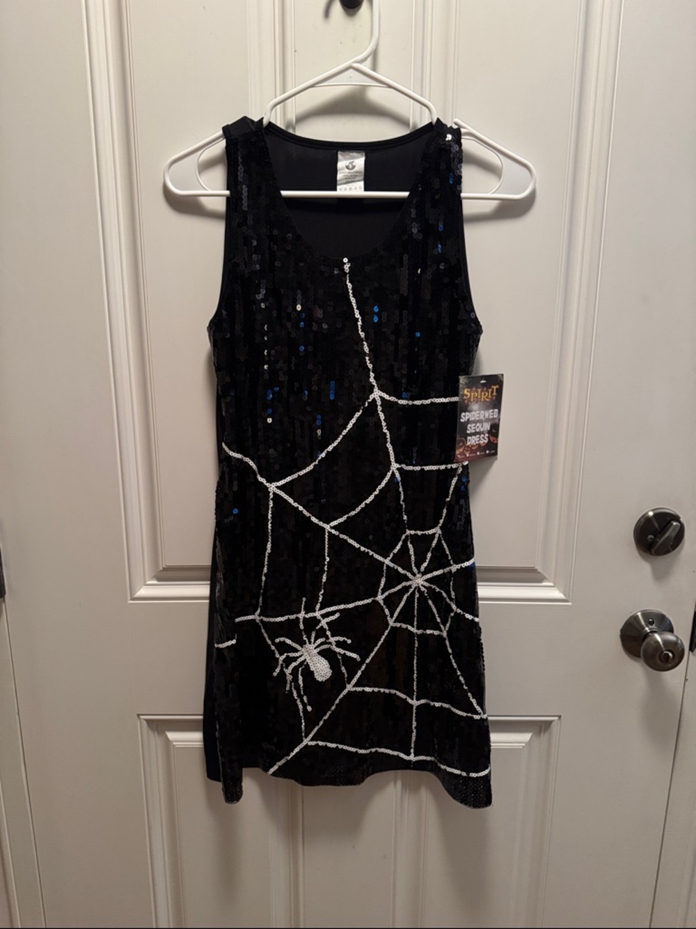 Spirit Halloween Black Sequin Spiderweb Dress Adult Small